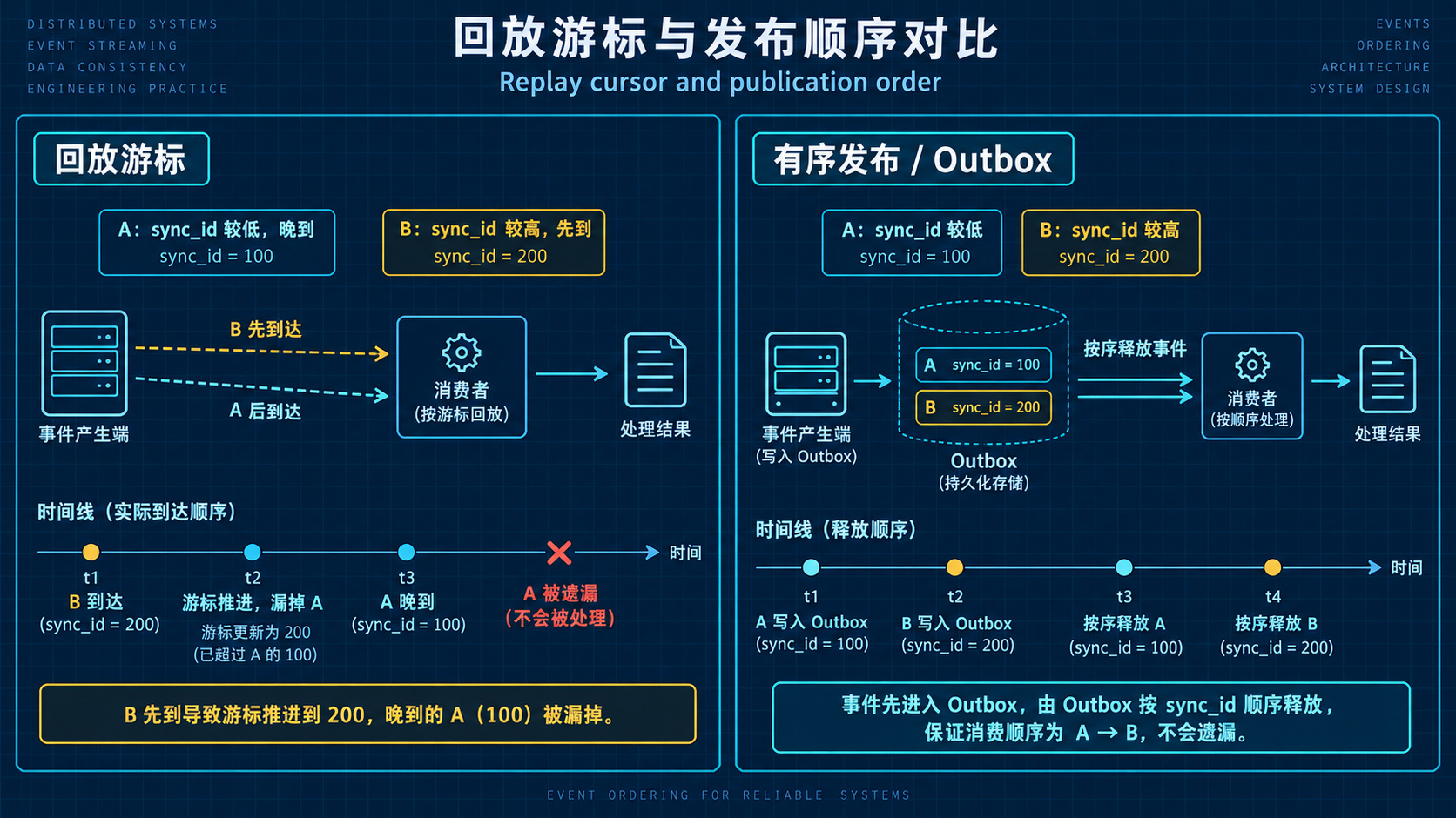 回放游标依赖发布顺序
