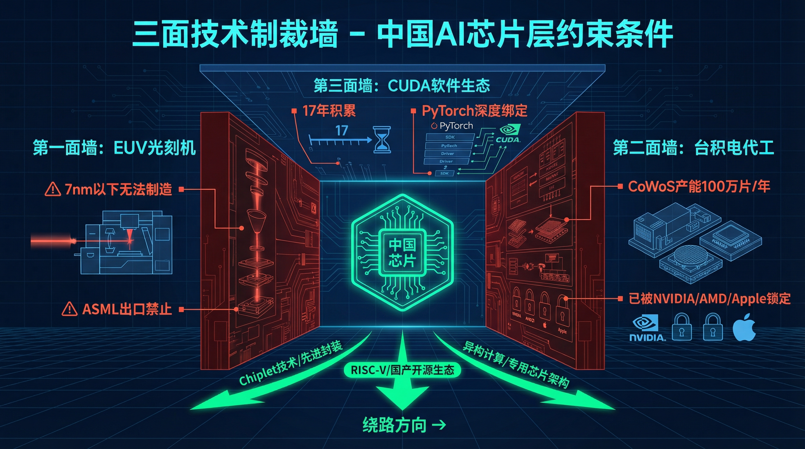 三面技术制裁墙:EUV光刻机、台积电代工产能、CUDA软件生态
