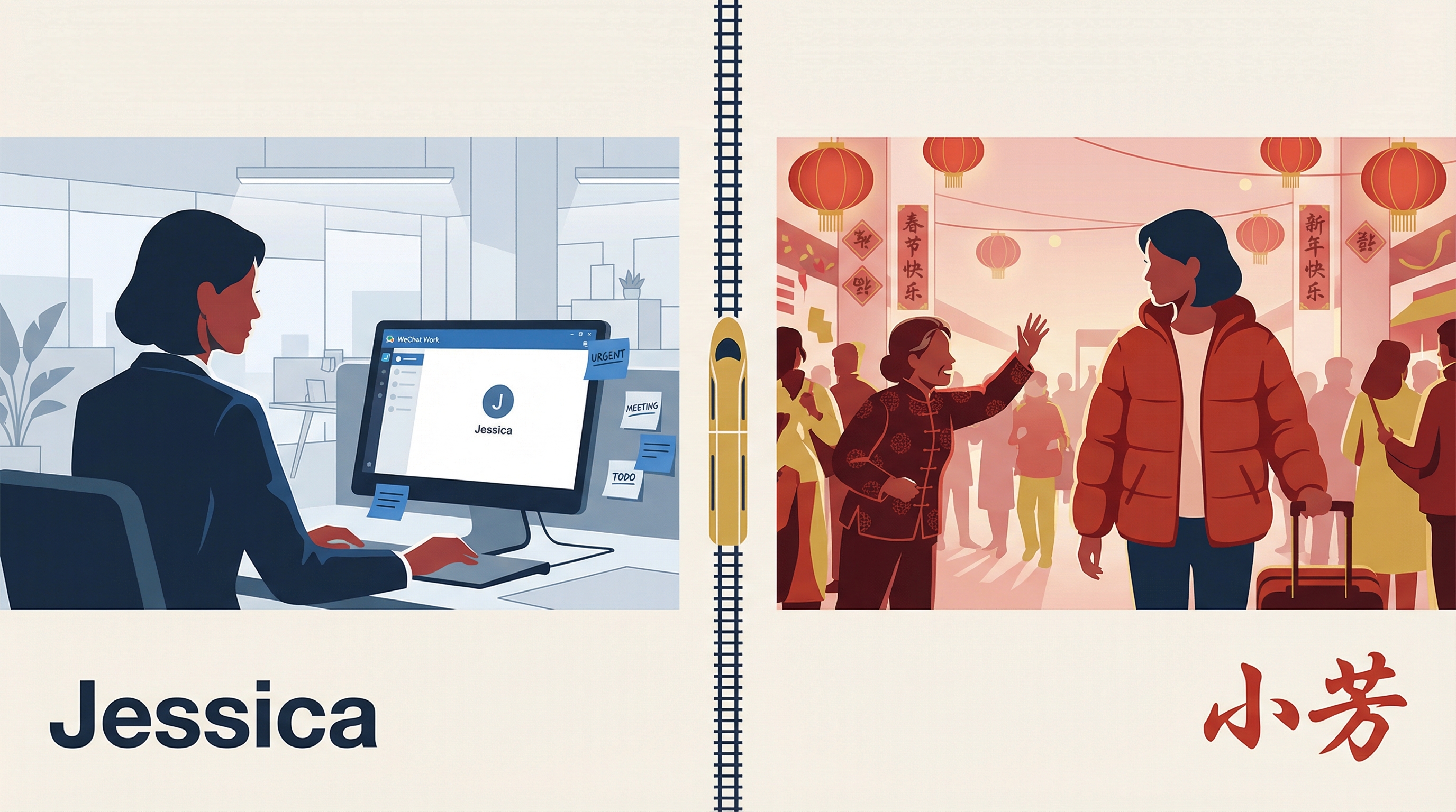 Jessica 与小芳——同一人,两套身份